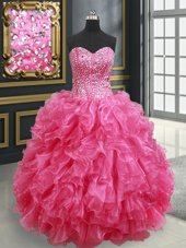Graceful Apple Green Sleeveless Floor Length Beading and Ruffles and Pick Ups Lace Up Quince Ball Gowns