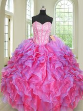 Sweetheart Sleeveless Lace Up Sweet 16 Quinceanera Dress Multi-color Organza