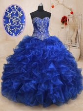 Floor Length Ball Gowns Sleeveless Royal Blue Quinceanera Dress Lace Up