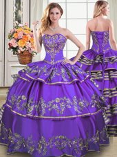 Royal Blue Quinceanera Gown Military Ball and Sweet 16 and Quinceanera and For with Beading and Ruffles Sweetheart Sleeveless Lace Up