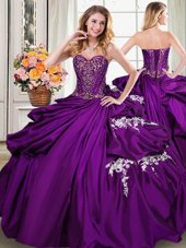 Pick Ups Sweetheart Sleeveless Lace Up Ball Gown Prom Dress Purple Taffeta