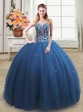 Modest Floor Length Ball Gowns Sleeveless Teal 15th Birthday Dress Lace Up