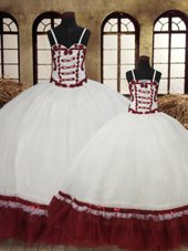 Straps Straps Sleeveless Lace Up Floor Length Beading Quinceanera Dresses