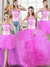 Three Piece Teal Lace Up Sweet 16 Dress Beading Sleeveless Floor Length