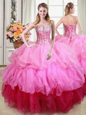 Sequins Ball Gowns Quinceanera Dress Multi-color Sweetheart Organza Sleeveless Floor Length Lace Up