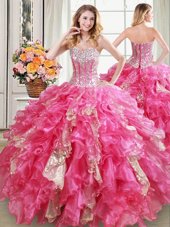 Cheap Four Piece Pick Ups Sweetheart Sleeveless Lace Up Sweet 16 Quinceanera Dress Burgundy Organza