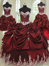 Classical Four Piece Sleeveless Beading and Appliques and Pick Ups Lace Up Vestidos de Quinceanera