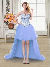 Organza Sweetheart Sleeveless Lace Up Beading Dress for Prom in Lavender