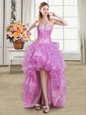Artistic Sequins Sweetheart Sleeveless Lace Up Prom Dress Multi-color Organza