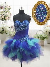 Stunning Sleeveless Mini Length Beading Lace Up Party Dresses with Multi-color
