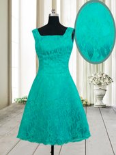 Sophisticated Square Sleeveless Lace Zipper Cocktail Dress
