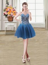 Spectacular Sequins Mini Length Teal Club Wear Sweetheart Sleeveless Lace Up