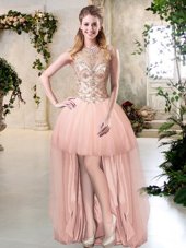 Latest Scoop Sleeveless Zipper Peach Tulle