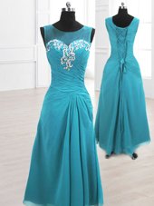 Flirting Sequins A-line Party Dress Wholesale Fuchsia High-neck Organza Sleeveless Knee Length Lace Up
