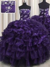 Sleeveless Appliques and Ruffles and Ruffled Layers Lace Up Quinceanera Dress