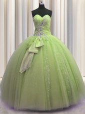 Customized Bling-bling Visible Boning Multi-color Sleeveless Tulle Lace Up 15th Birthday Dress for Military Ball and Sweet 16 and Quinceanera