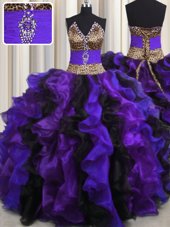 Most Popular Two Tone Visible Boning Floor Length Ball Gowns Sleeveless Multi-color Vestidos de Quinceanera Lace Up