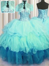 Captivating Sweetheart Sleeveless Vestidos de Quinceanera Floor Length Beading and Ruffles Yellow Green Tulle