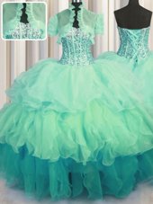 Low Price Orange Red Tulle Lace Up Quinceanera Gown Sleeveless Floor Length Beading