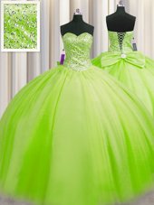 Big Puffy Floor Length Sweet 16 Dress Sweetheart Sleeveless Lace Up