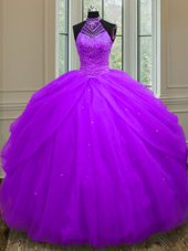 Top Selling Halter Top Sleeveless Beading and Sequins Lace Up Sweet 16 Quinceanera Dress