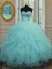 Superior Organza Sleeveless Floor Length 15th Birthday Dress and Beading and Ruffles