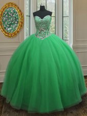 Ball Gowns Ball Gown Prom Dress Green Sweetheart Tulle Sleeveless Floor Length Lace Up