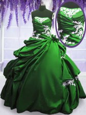 Pick Ups Ball Gowns Vestidos de Quinceanera Strapless Taffeta Sleeveless Floor Length Lace Up