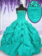 Custom Fit Mermaid Sleeveless Lace Up Floor Length Embroidery and Pick Ups Quinceanera Dresses