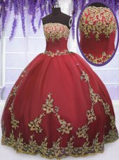 Floor Length Ball Gowns Sleeveless Coral Red Quinceanera Dresses Zipper