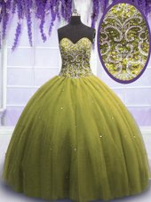Beautiful Ball Gowns Vestidos de Quinceanera Yellow Green Sweetheart Tulle Sleeveless Floor Length Lace Up