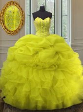 Pick Ups Blue Sleeveless Organza Lace Up 15th Birthday Dress for Military Ball and Sweet 16 and Quinceanera