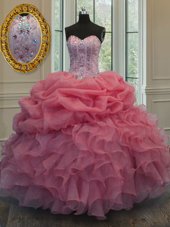 Fuchsia Ball Gowns Taffeta Strapless Sleeveless Appliques and Ruching and Pick Ups Floor Length Lace Up Quinceanera Gown