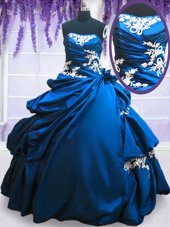Most Popular Appliques and Pick Ups 15 Quinceanera Dress Royal Blue Lace Up Sleeveless Floor Length