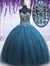 V-neck Long Sleeves Vestidos de Quinceanera Floor Length Beading and Embroidery and Hand Made Flower Hot Pink Organza
