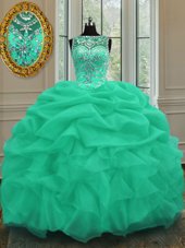Elegant Scoop Sleeveless Beading and Ruffles Lace Up Sweet 16 Quinceanera Dress