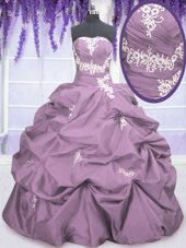 High Quality Pick Ups Lilac Sleeveless Taffeta Lace Up Sweet 16 Dress for Military Ball and Sweet 16 and Quinceanera