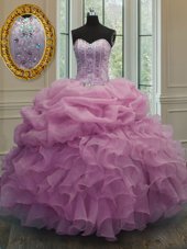 Three Piece Red High-neck Lace Up Beading and Pick Ups 15 Quinceanera Dress Sleeveless