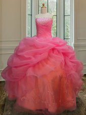 Flirting Teal Sweetheart Lace Up Beading and Sequins and Pick Ups Quinceanera Gown Sleeveless