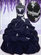 Sweet Pick Ups Floor Length Ball Gowns Sleeveless Navy Blue Ball Gown Prom Dress Lace Up