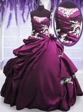 Stylish Purple Lace Up Sweet 16 Dress Appliques and Pick Ups Sleeveless Floor Length