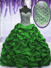 Extravagant Organza Sleeveless Floor Length Quinceanera Gown and Embroidery and Pick Ups