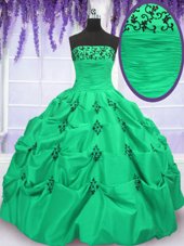 Pick Ups Strapless Sleeveless Lace Up Quinceanera Gown Taffeta