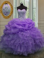 Charming Organza Sleeveless Floor Length Sweet 16 Dresses and Beading and Pick Ups