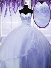 Light Blue Sleeveless Appliques Floor Length 15th Birthday Dress