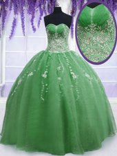 Lovely Floor Length Green Ball Gown Prom Dress Sweetheart Sleeveless Zipper