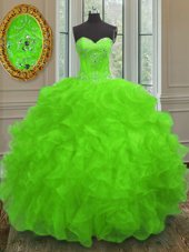 Fancy Lace Up Sweet 16 Dress Beading and Embroidery and Ruffles Sleeveless Floor Length