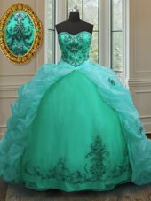 Smart Organza Sleeveless Floor Length Quince Ball Gowns and Beading and Ruffles
