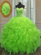 Traditional Sleeveless Lace Up Floor Length Beading and Ruffled Layers and Pick Ups Vestidos de Quinceanera