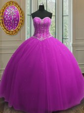 Fantastic Purple Sweetheart Lace Up Beading and Sequins Sweet 16 Dresses Sleeveless